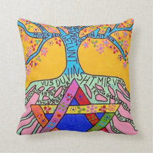 Arbre Yiddish juif de coussin de la vie ET de la