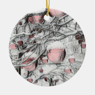 Arbres à neige vintages avec ornements en dessin