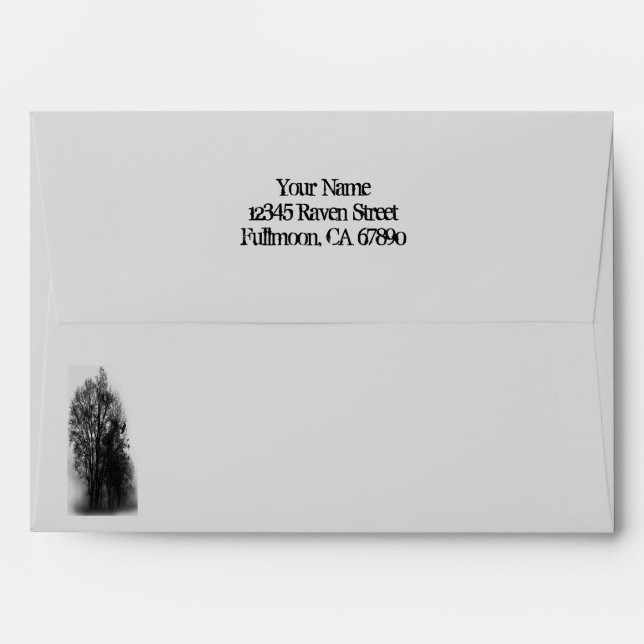 Arbres avec Ravens Adresse personnalisée Enveloppe (Dos (Haut rabat))