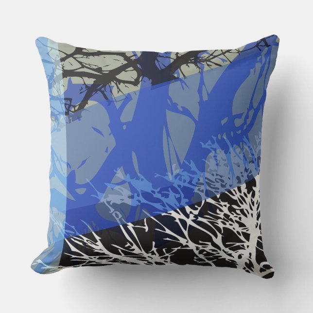 ARBRES BLEUS DESIGN Oreiller à lancer rétrograde (Recto)