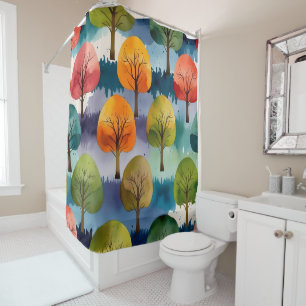 Arbres Colorés - Ensemble de rideau de douche à mo