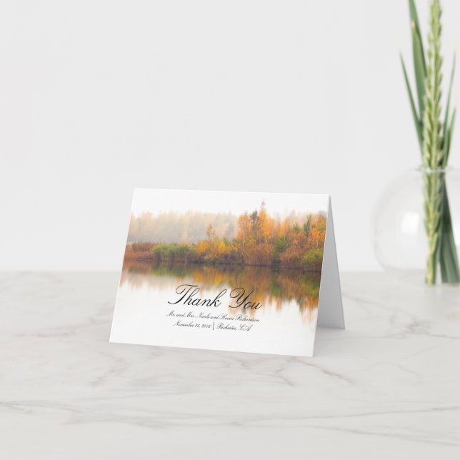 Arbres d'automne colorés Merci Mariage rustique (Devant)