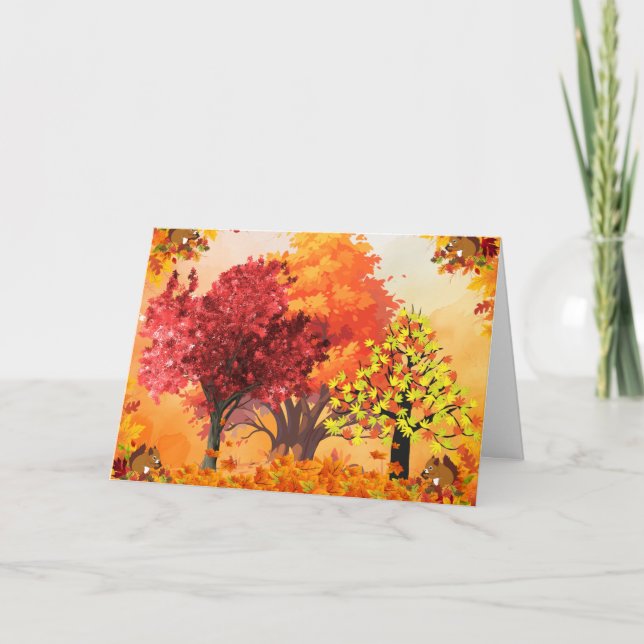 Arbres d'automne Feuilles d'automne Carte de voeux (Devant)