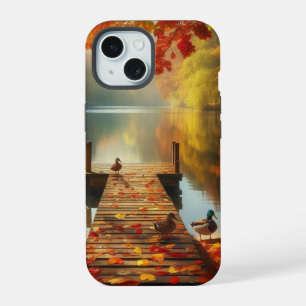Arbres d'automne & lac avec canards