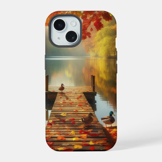 Arbres d'automne & lac avec canards (Verso)