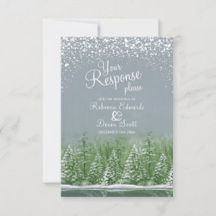 Arbres de mariage d'hiver art vert gris carte de r