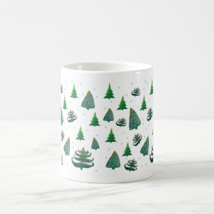 Arbres de Noël Aquarelle Art Mug blanc
