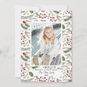 Arbres de Noël aux oiseaux Carte de vœux photo d