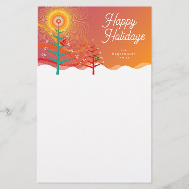 Arbres de Noël colorés Poussins Vacances Papeterie (Devant)