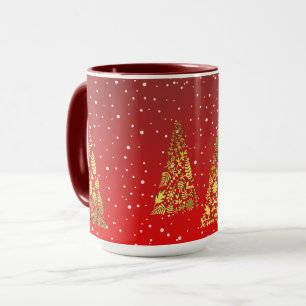 Arbres de Noël dorés brillants Mug de Fêtes