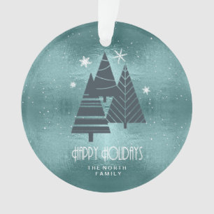Arbres de Noël et flocons de neige Turquoise ID863