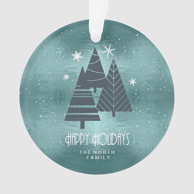 Arbres de Noël et flocons de neige Turquoise ID863 (devant)