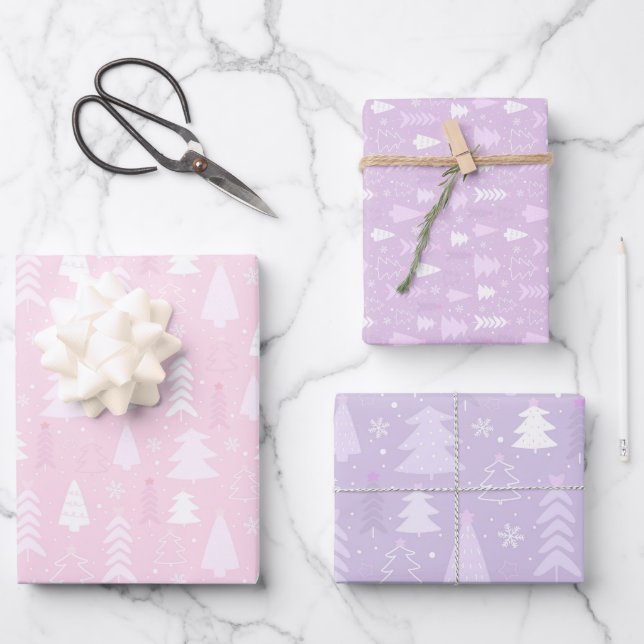 Arbres de Noël Feuilles papier d'emballage Noël (Recto)