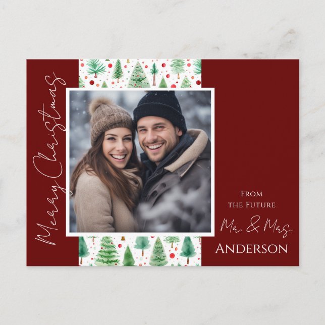 Arbres de Noël mariages Enregistrer la date Carte  (Devant)