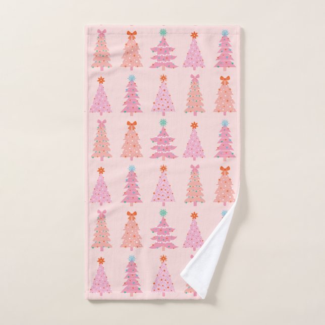 Arbres de Noël roses Vintage (Serviette à main)
