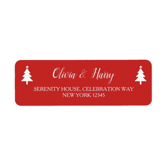 Arbres de Noël Rouge Blanc Retourner Adresse Étiqu (Devant)
