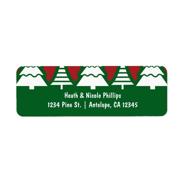 Arbres de Noël Rouge et Vert Étiquettes de adresse (Devant)