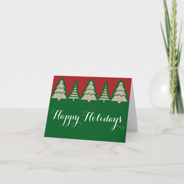 Arbres de Noël rouges et carte verte de pli de (Devant)