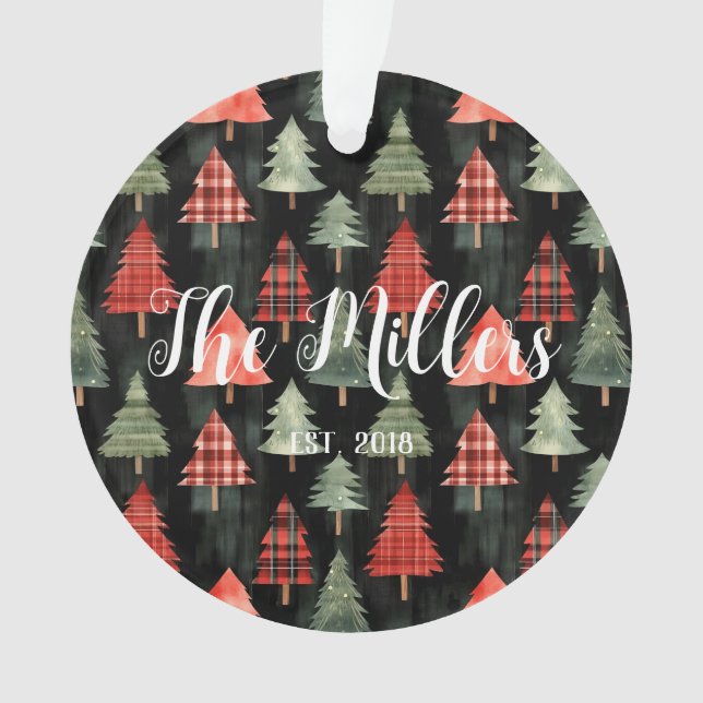 Arbres de Noël rouges et verts sur le noir (devant)