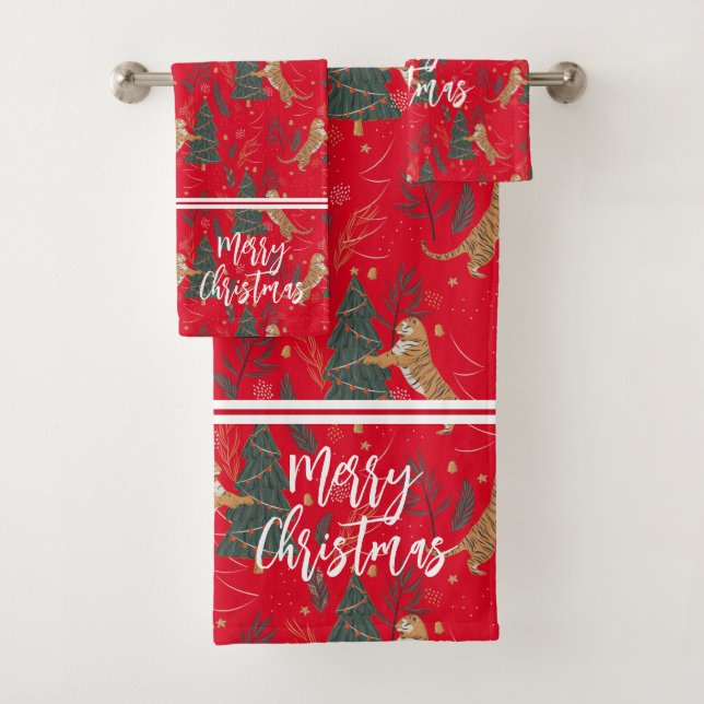 Arbres de Noël & tigres motif personnalisé arrière (En situation)