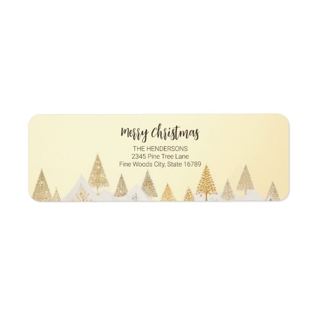 Arbres de pin d'or Noël Retourner l'adresse Étique (Devant)