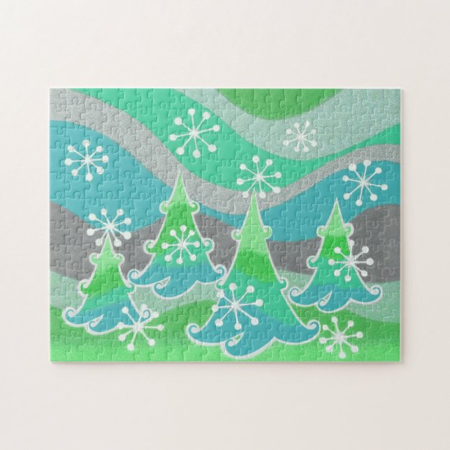 Arbres d'hiver Puzzle vert (Horizontal)