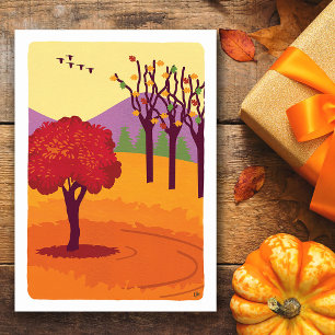 Arbres du paysage automnal, carte blanche Feuille