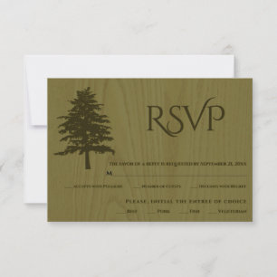 Arbres en relief vert sepia mariage en bois carte