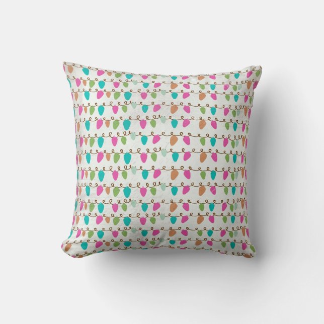 Arbres et cordes de lumière Coussin de vacances (Recto)