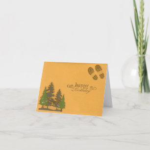 Arbres et empreintes de pieds Carte d'anniversaire