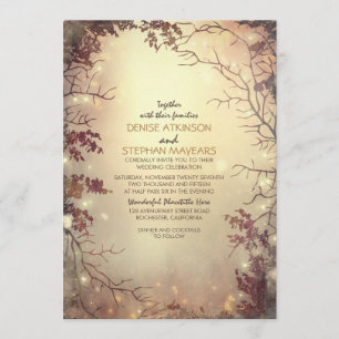 Arbres et lumières à cordes Faire-part de mariage 