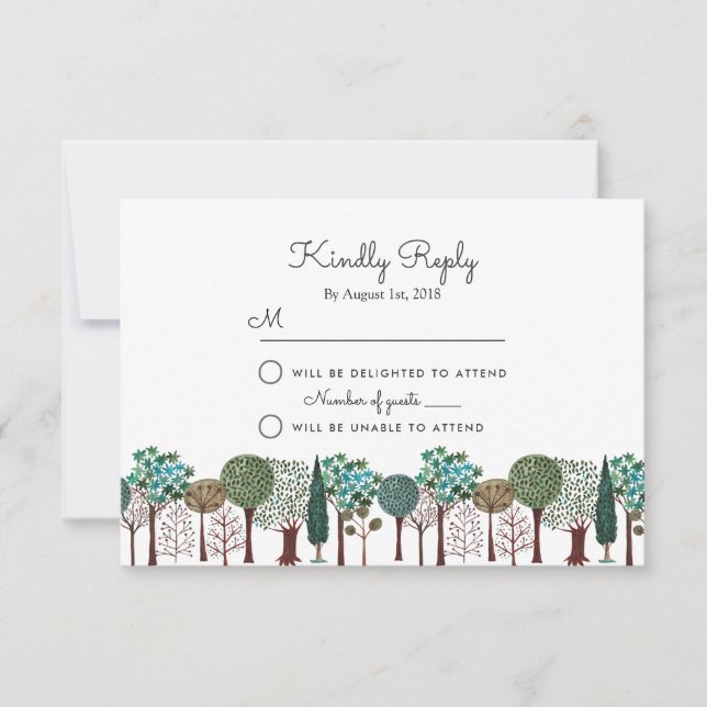 Arbres Forêt Bois | Mariage | Carte de réponse (Devant)