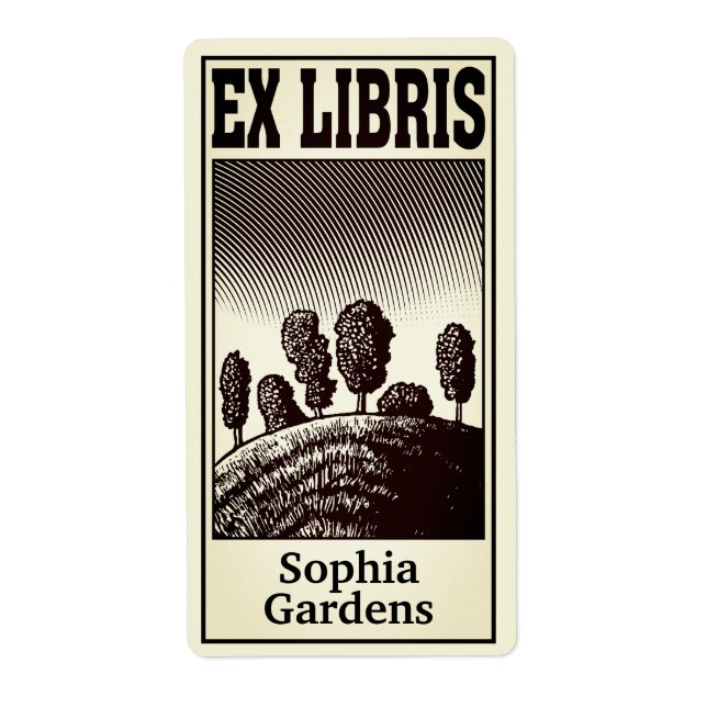 Arbres sur une colline Ex Libris (filtrés) (Devant)