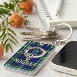 Arbuthnot Clan Badge/Tartan Rectangle Keychain
