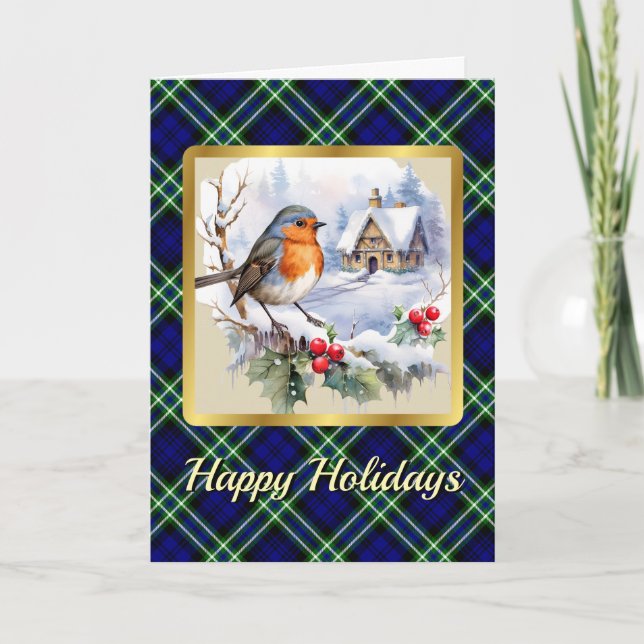 Arbuthnot Crest & Tartan w/Robin Personalized  Card (Front)