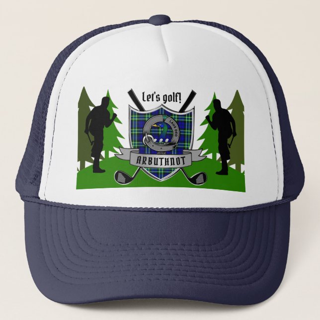 Arbuthnot Personalized Clan Badge Golf Trucker Hat (Front)
