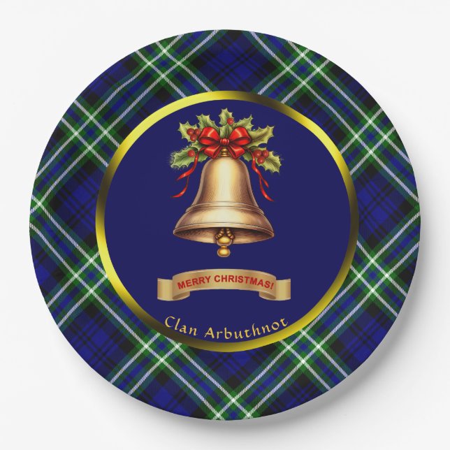 Arbuthnot Tartan Personalized Christmas Paper Plate (Front)