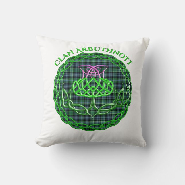 Arbuthnott Scottish Tartan Celtic Thistle Throw Pillow (Front)