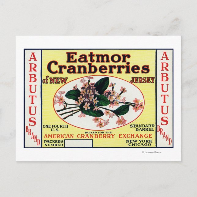 Arbutus Eatmor Cranberries Brand Postcard (Front)
