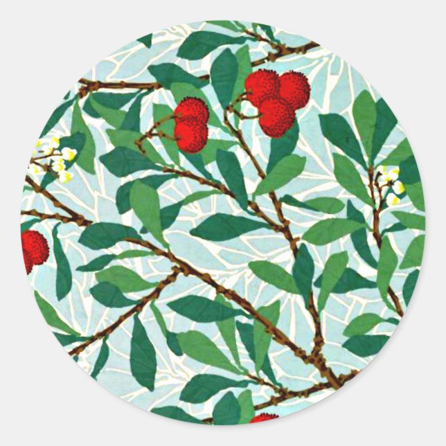 Arbutus, famous pattern by William Morris Classic Round Sticker (Front)
