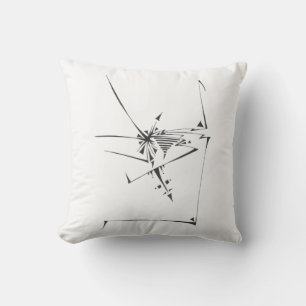 Arc Black White Abstract Tribal Tattoo Art Throw Pillow
