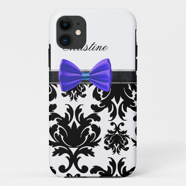arc bleu de coque iphone décoré d'un monogramme (Dos)