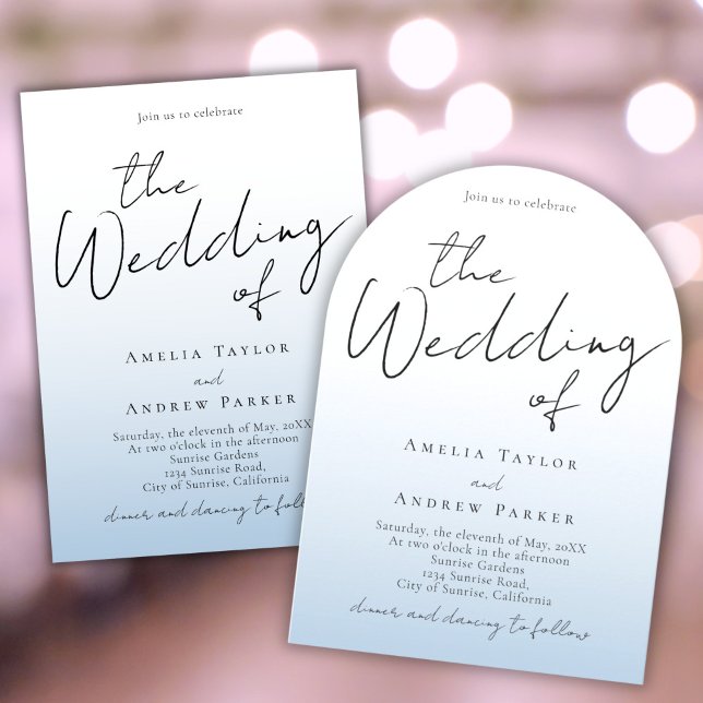 Arc bleu Dusty Faire-part de mariage photo Code QR (Créateur téléchargé)