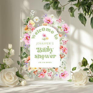 Arc de fleurs sauvages modernes Bienvenue à la bab