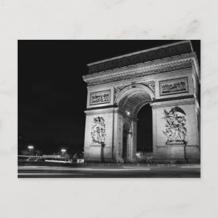 Arc de Triomphe at night in Paris Postcard