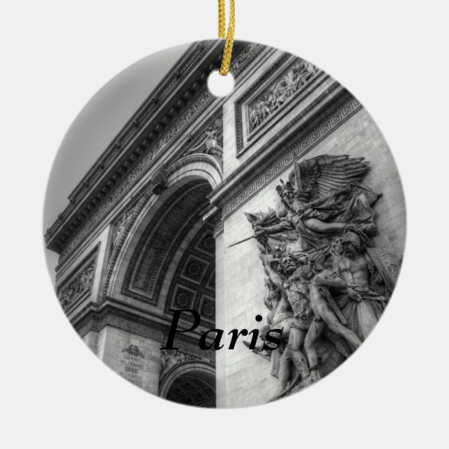 Arc de Triomphe b/w Ceramic Ornament (Front)