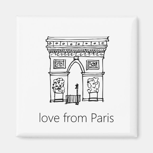 Arc de Triomphe Hand drawn Illustration Magnet (Front)