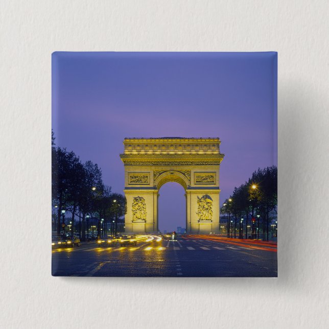 Arc de Triomphe, Paris, France, 2 Inch Square Button (Front)