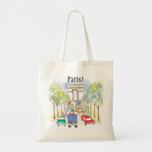 Arc de Triomphe Paris Whimsical Watercolor Sketch Tote Bag