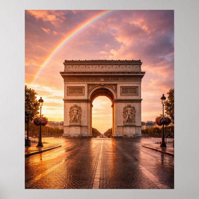 Arc de Triomphe under rainbow Poster (Front)